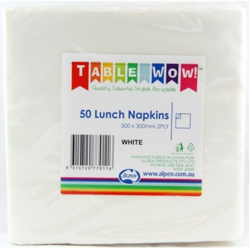 White Lunch Napkin 30x30cm 2ply P50