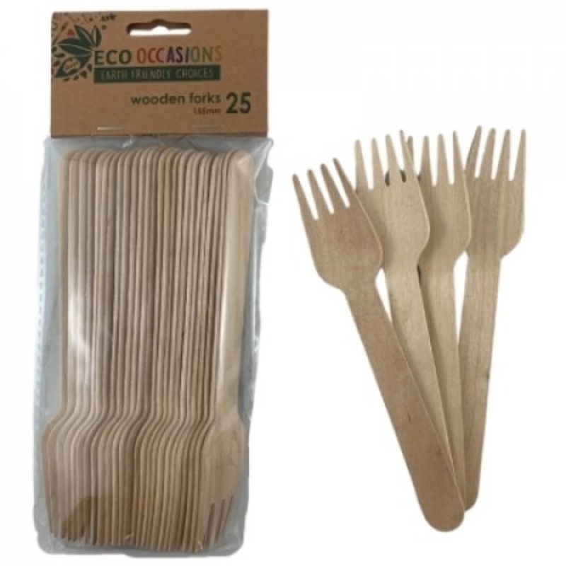 Wooden Forks 155mm Pack 25
