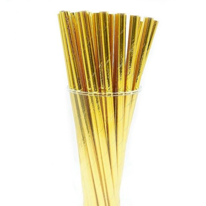10pk Metallic Gold Paper Straws