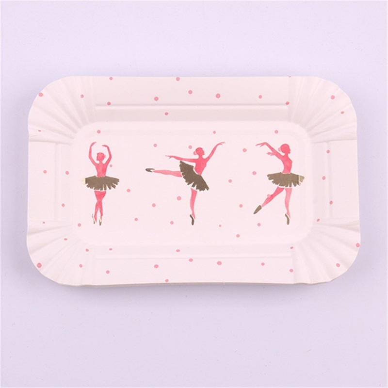 12pk Ballerina Rectangular Paper Platters