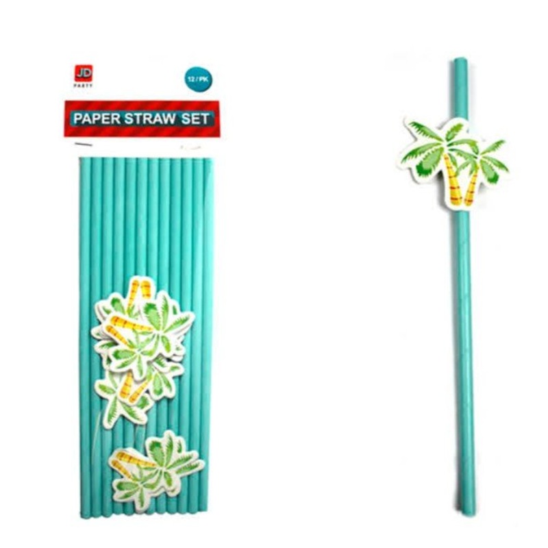 12pk Hawaii Tropical Paper Straw set