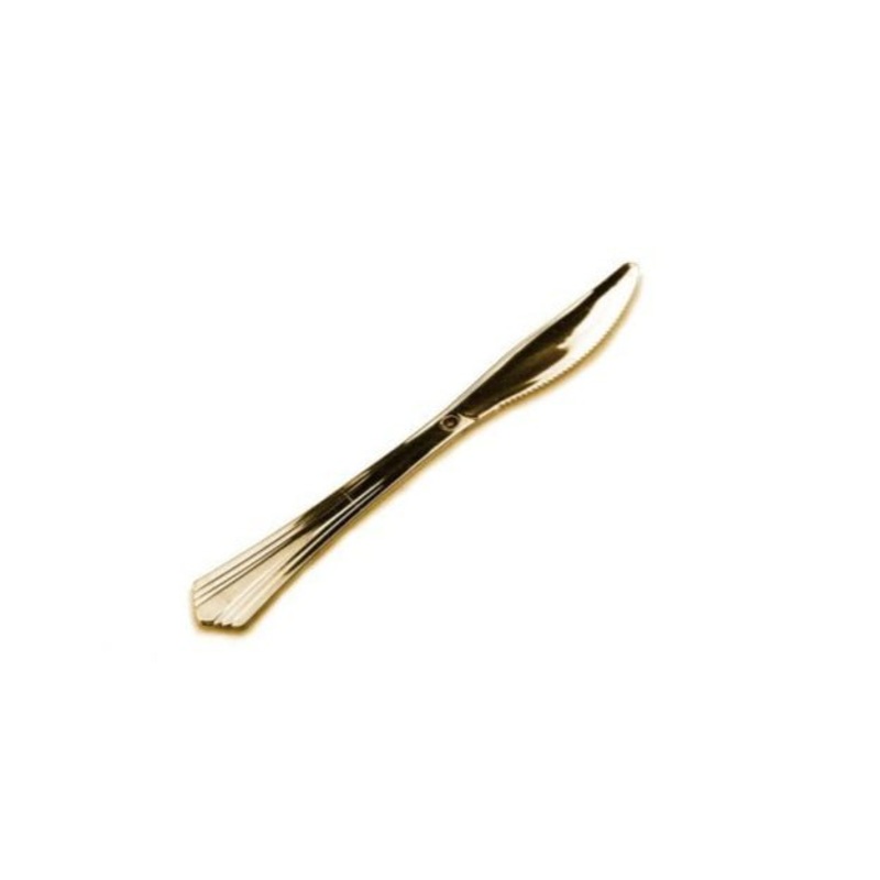 12pk Metallic Gold Heavy Duty Reusable Plastic Knife
