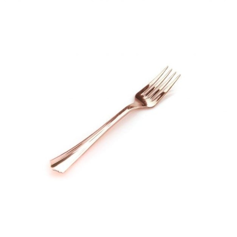 12pk Metallic Rose Gold Heavy Duty Reusable Plastic Fork