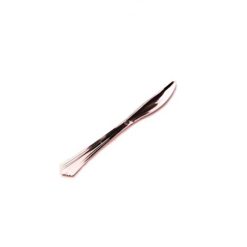12pk Metallic Rose Gold Heavy Duty Reusable Plastic Knife