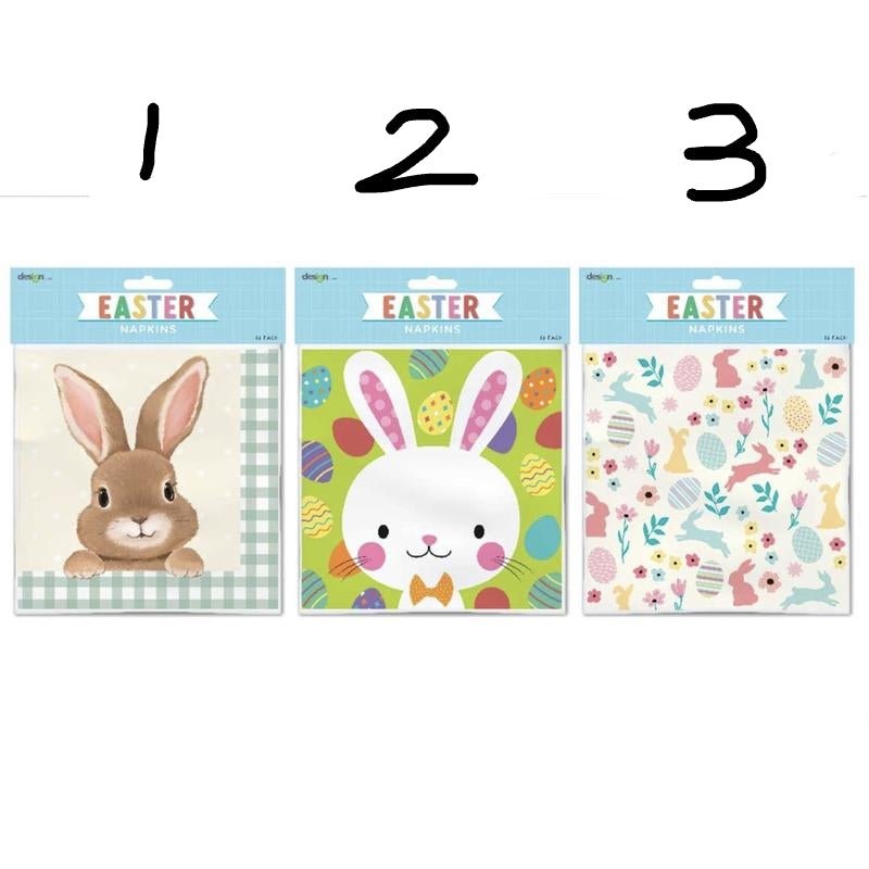 16pk Easter Assorted Bunny Lunch Napkins