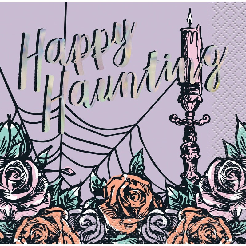 16pk Halloween Iridescent Pastel Hauntings Beverage Napkins