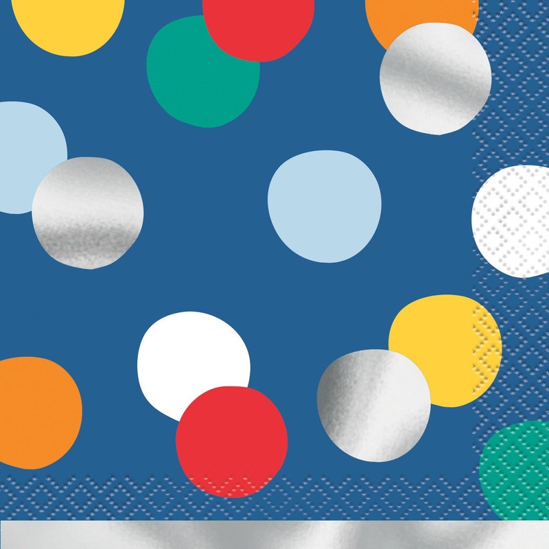16pk Happy Birthday Foil Dots Beverage Napkins