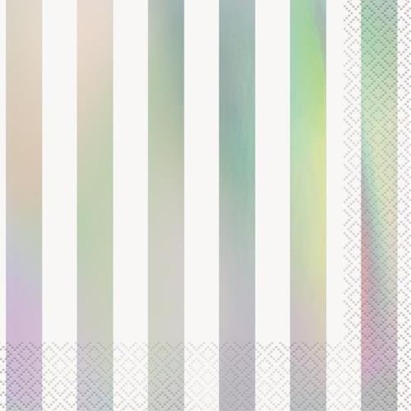 16pk Metallic Iridescent Stamped Stripes Luncheon Napkins
