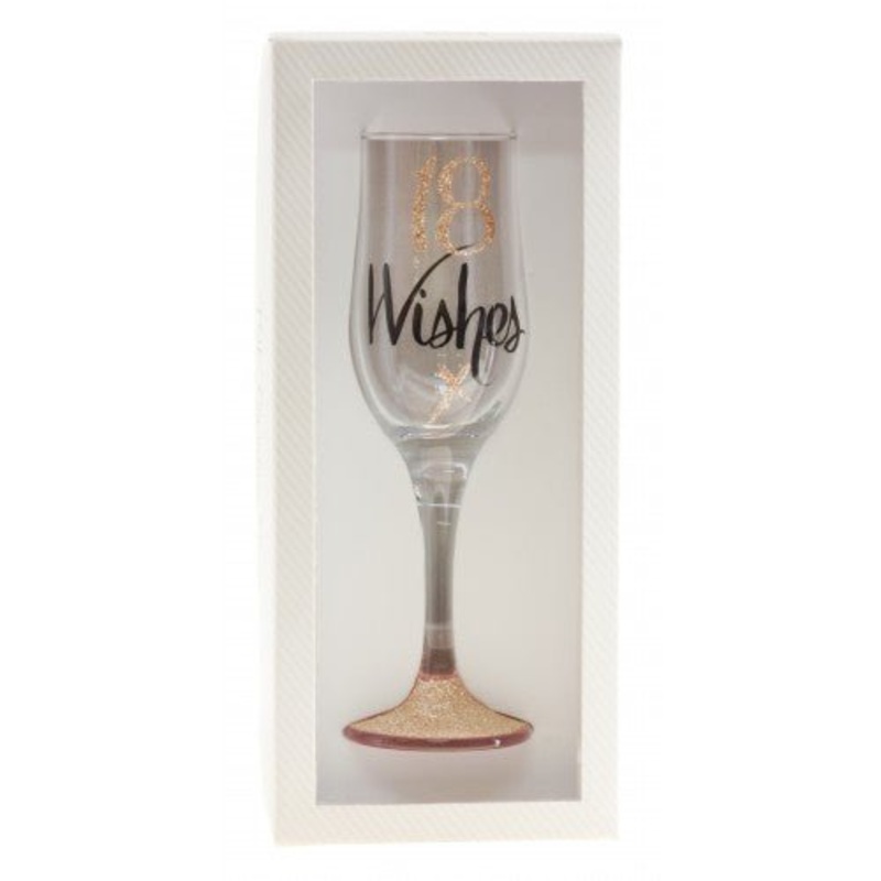 18th Birthday Wishes Rose Gold Champagne Glass