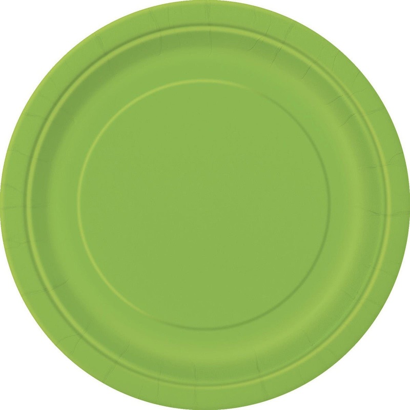 20pk Lime Green Paper Plates - 18cm