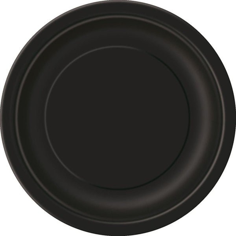 20pk Midnight Black Paper Plates - 18cm