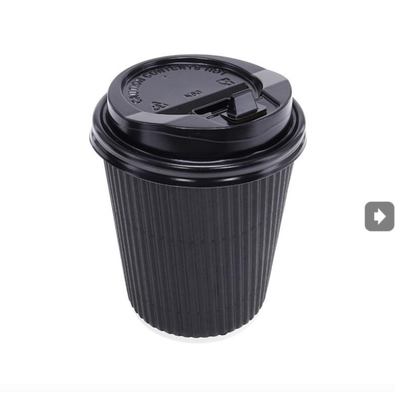 20pk Paper Cup Coffee Rippled with Lid 230ml