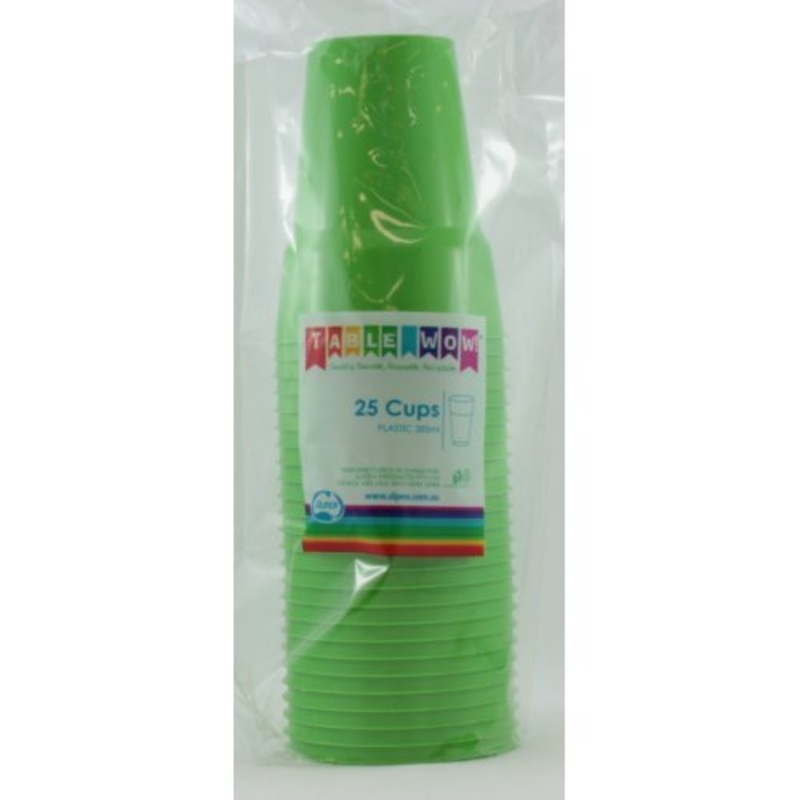 20pk Reusable Plastic Cups 285ml - Green