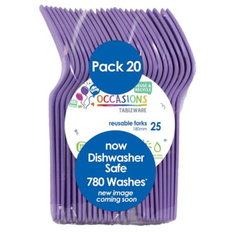 20pk Reusable Plastic Fork - Lavender