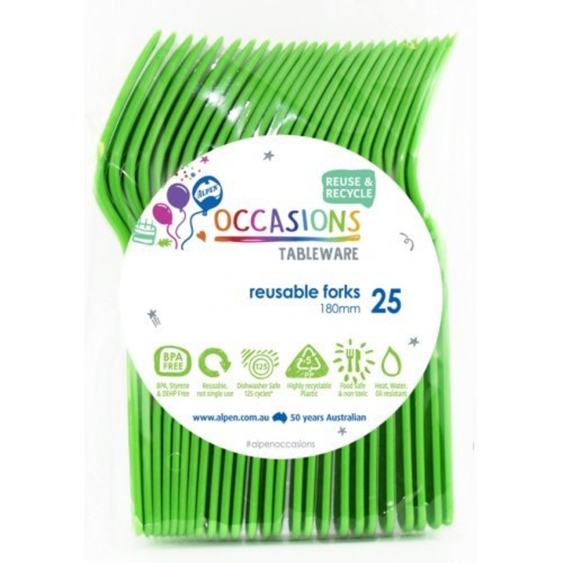 20pk Reusable Plastic Fork - Lime Green