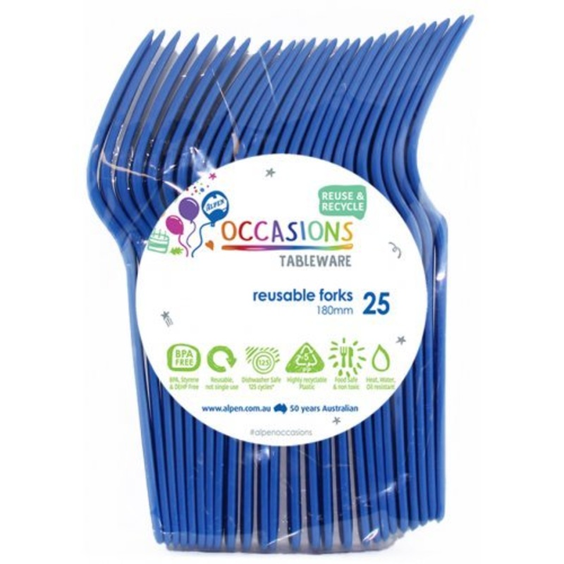 20pk Reusable Plastic Fork - Royal Blue