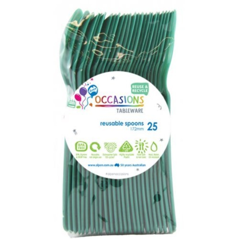 20pk Reusable Plastic Spoons - Green