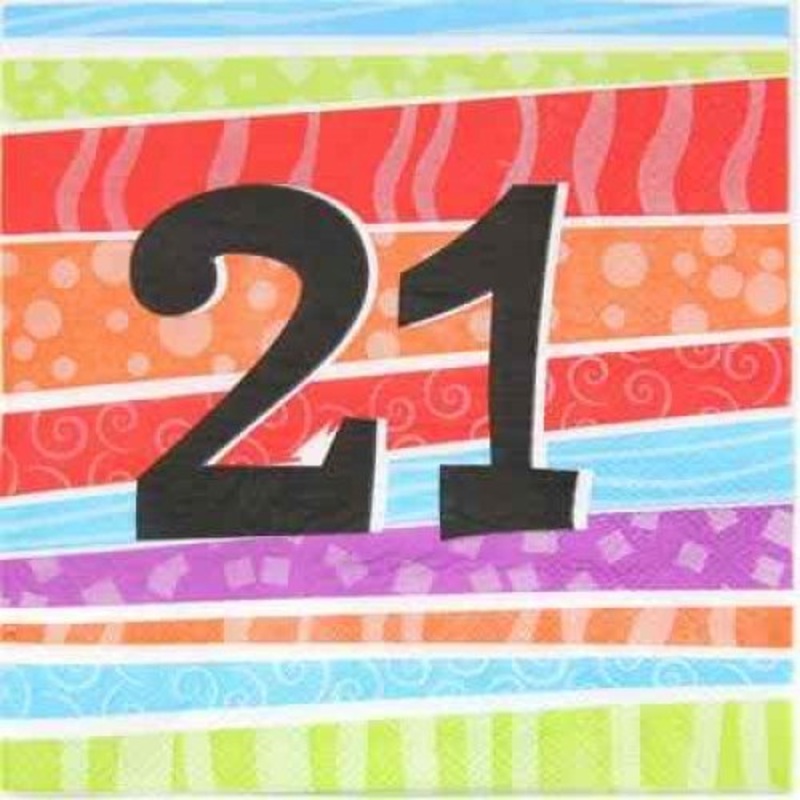 25pk Printed 21 Luncheon Napkins - 21st Birthday