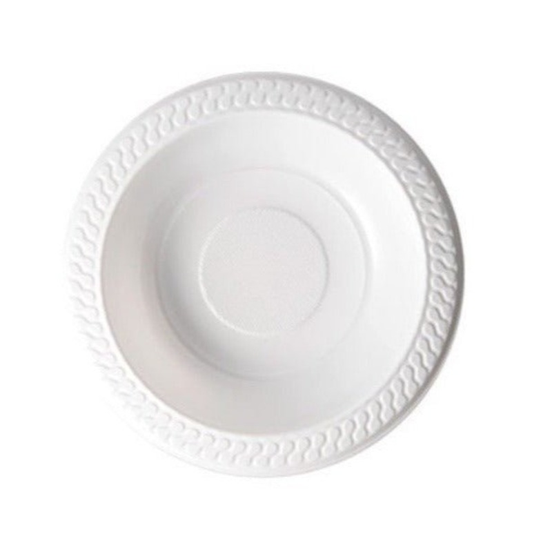 25pk Reusable Plastic White Bowl 18cm
