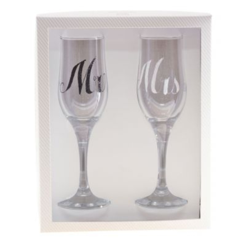 2pk Mr & Mrs Champagne Glasses