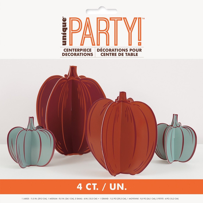 4pk Halloween Pumpkin Centrepiece Decoration