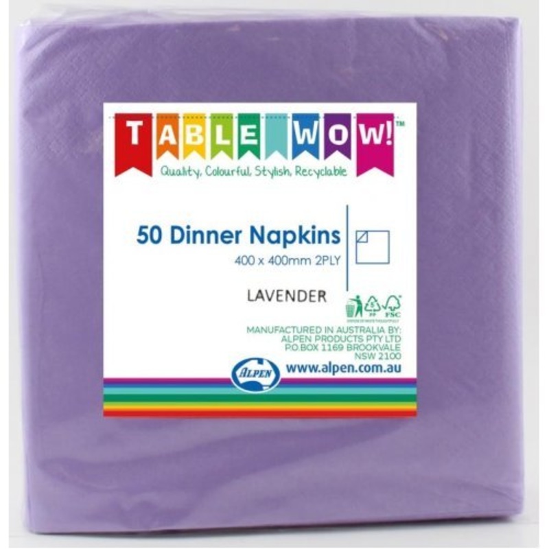50pk Dinner Napkins - Lavender
