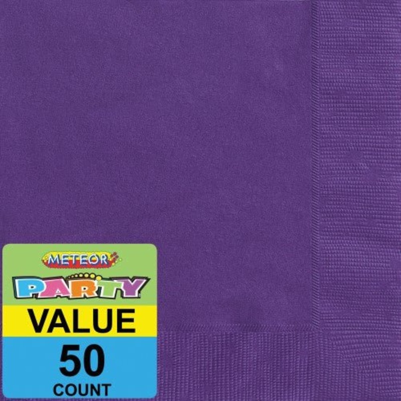50pk Paper Napkins - Deep Purple