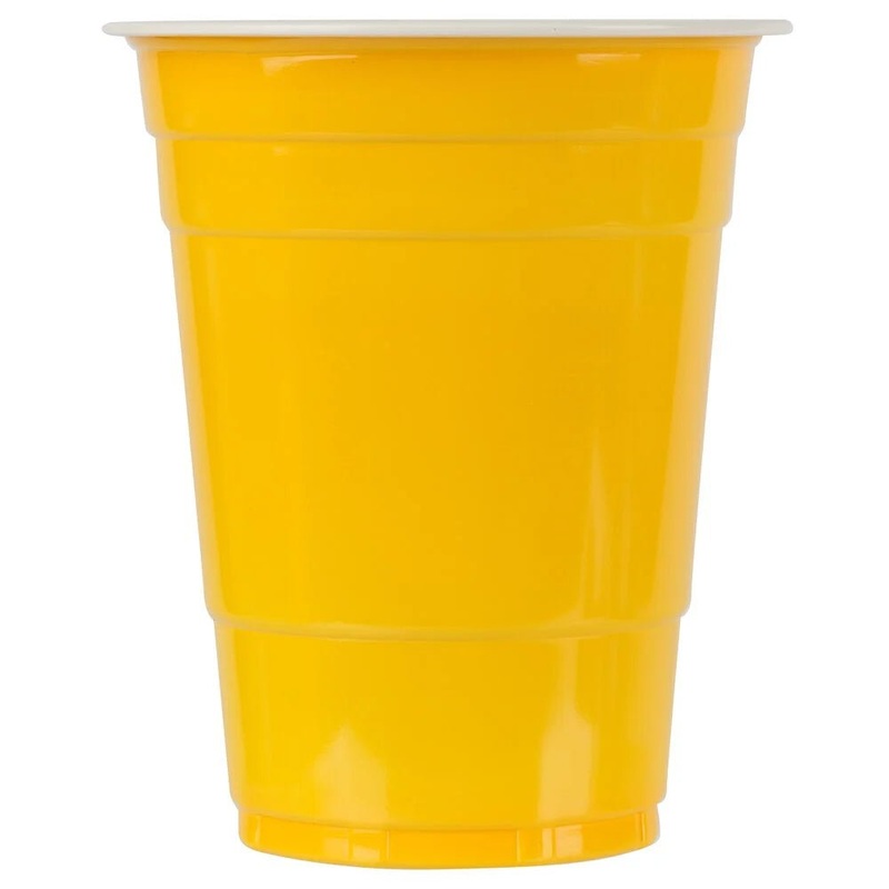 50pk Reusable Plastic Beer Pong American Cups - Yellow