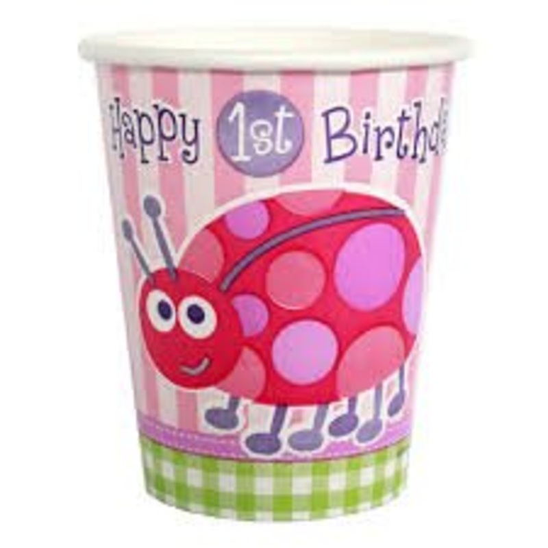 8pk 1st Birthday Ladybug Paper Cups