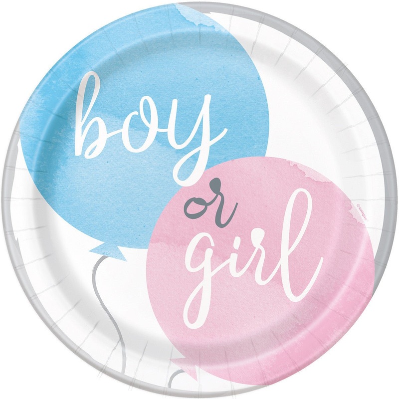 8pk Gender Reveal Paper Plates