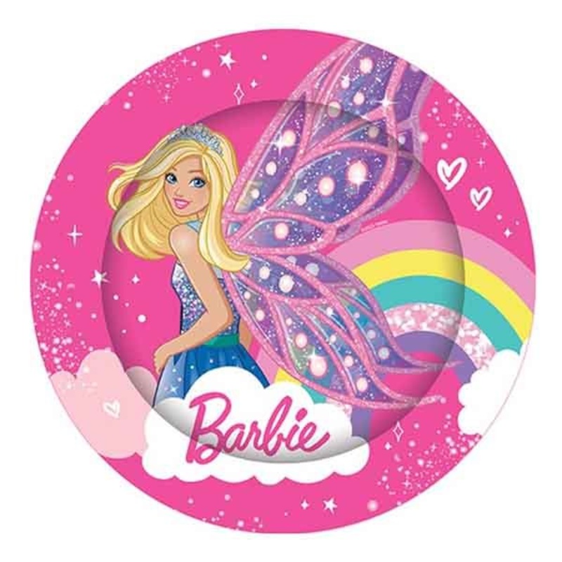 8pk Licensed Barbie Paper Plates 23cm