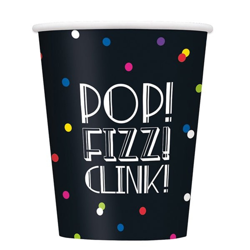 8pk Neon Dots New Year Paper Cups 270ml