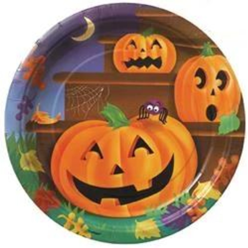 8pk Smiling Pumpkin Paper Plates