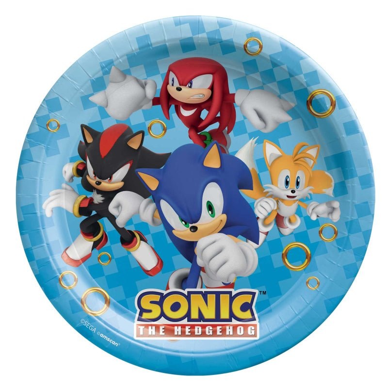 8pk Super Sonic The Hedgehog Round Paper Plates