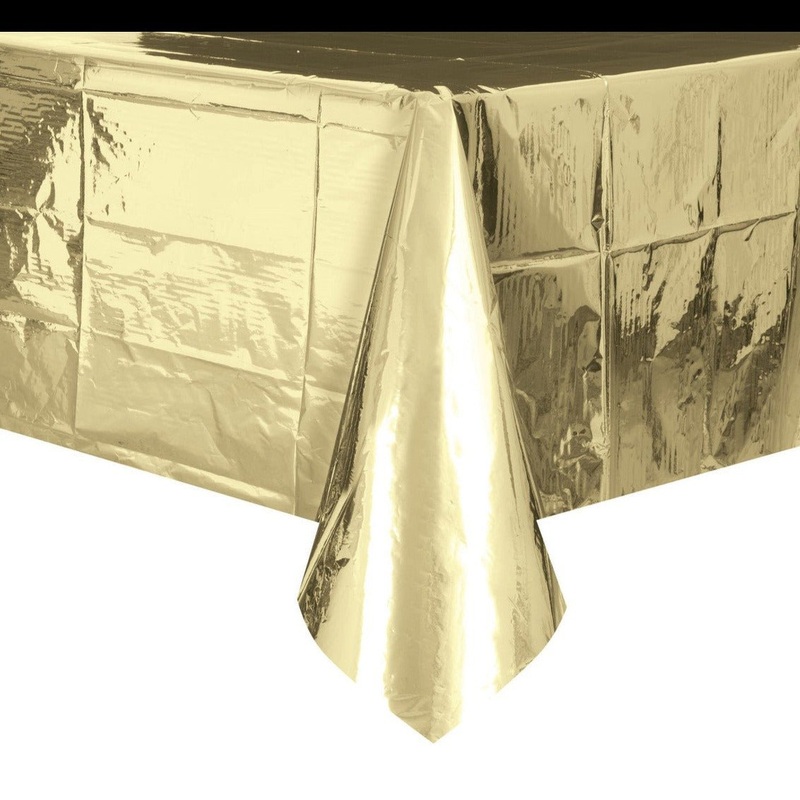 Metallic Gold Plastic Rectangle Tablecloth