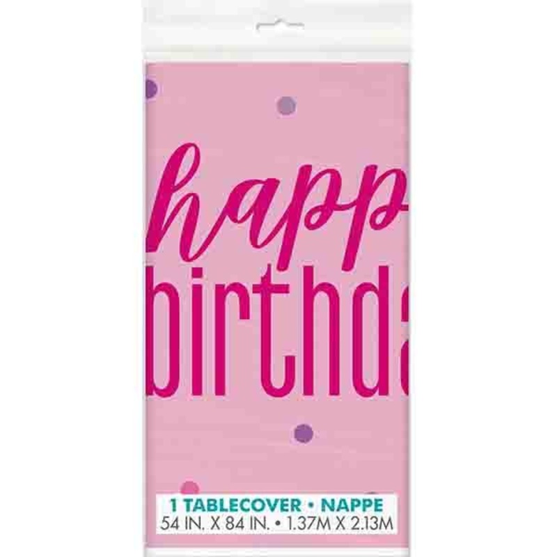 Pink Happy Birthday Rectangle Tablecloth