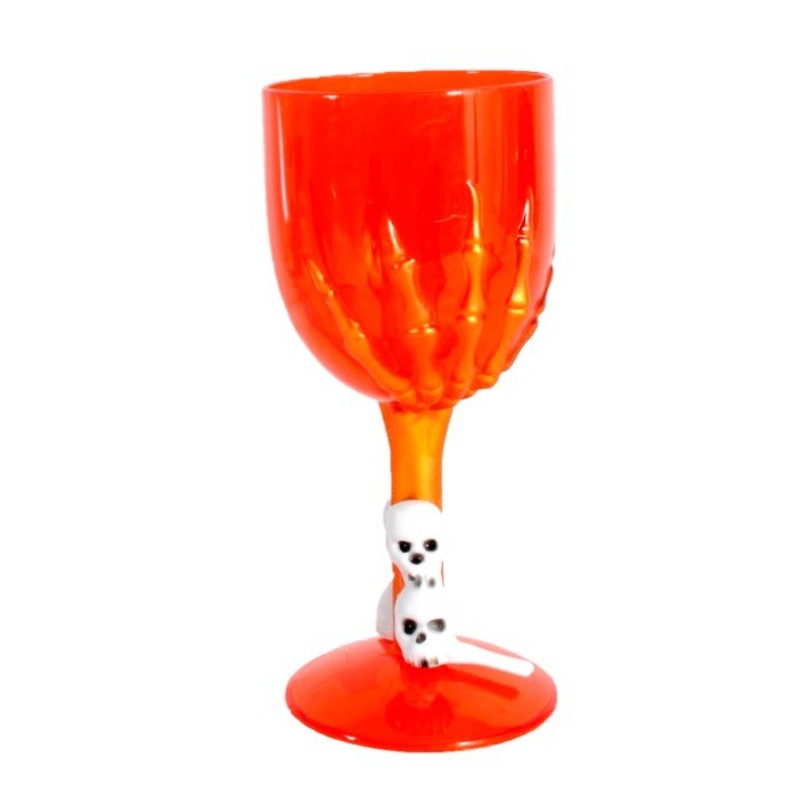 Plastic Orange Skeleton Wine Glass