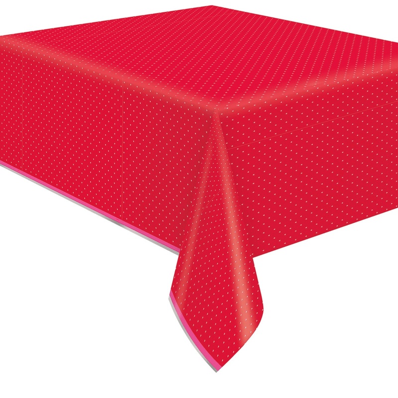 Red Foil Heart Print Valentine Tablecloth