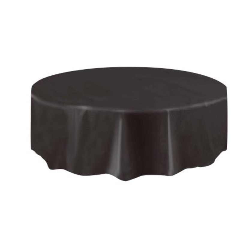 Round Plastic Tablecloth - Black