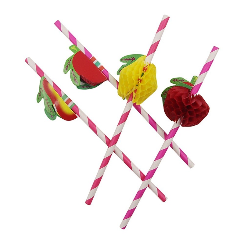12pk Hawaii Tropical Honeycomb Paper Straws