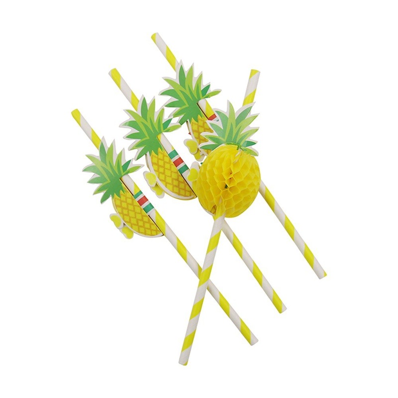 12pk Hawaii Tropical Honeycomb Paper Straws - Pineapple