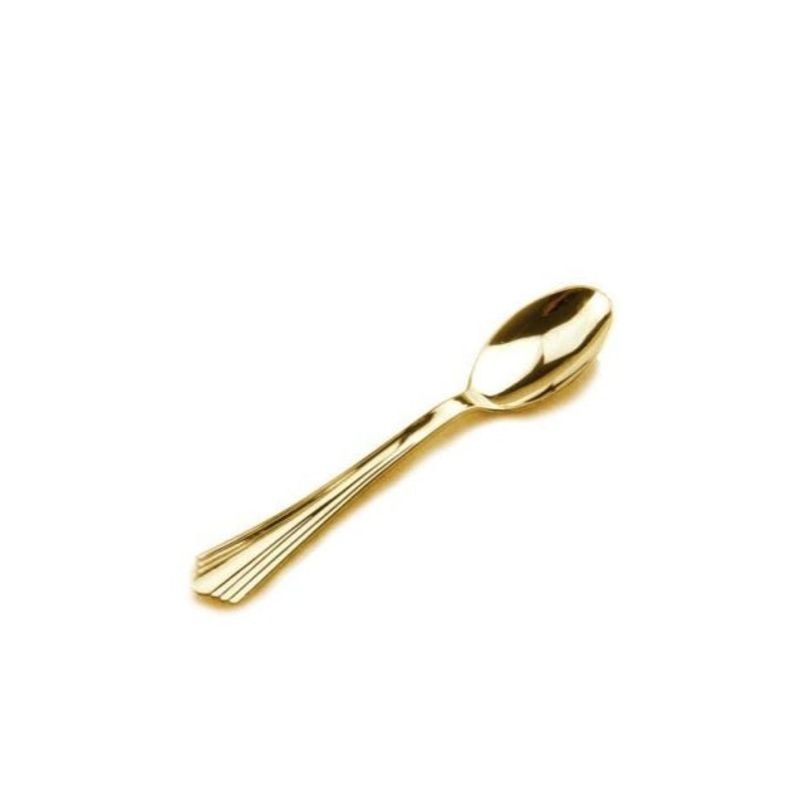 12pk Metallic Gold Heavy Duty Reusable Plastic Spoons