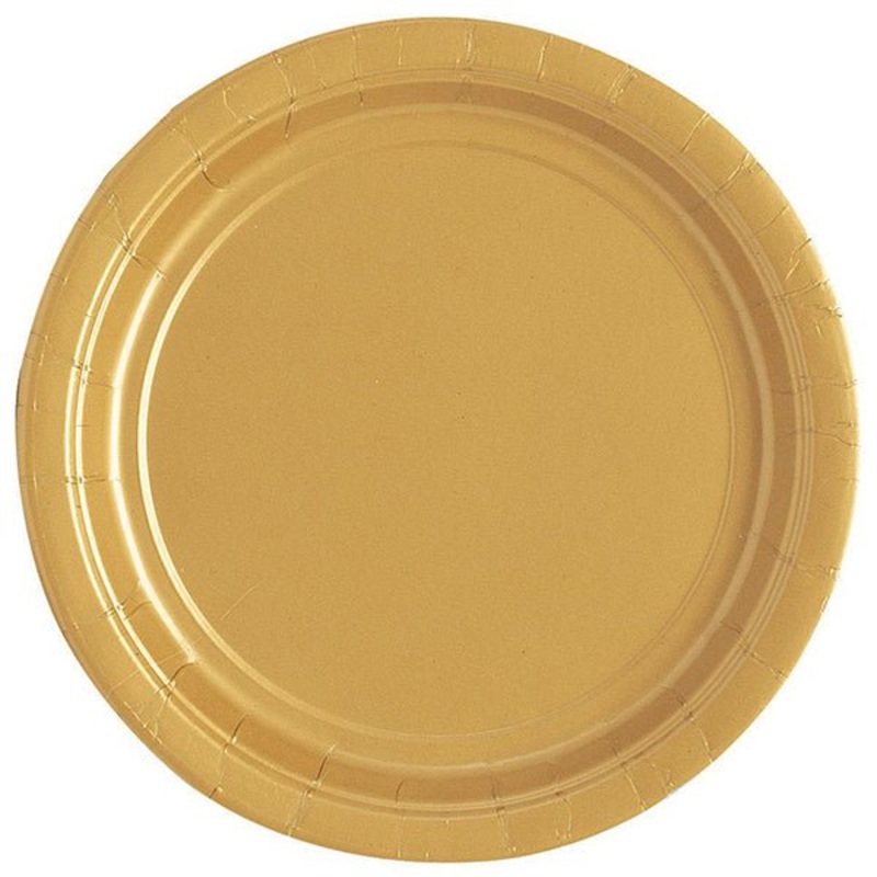 16pk Gold Paper Plates - 23cm