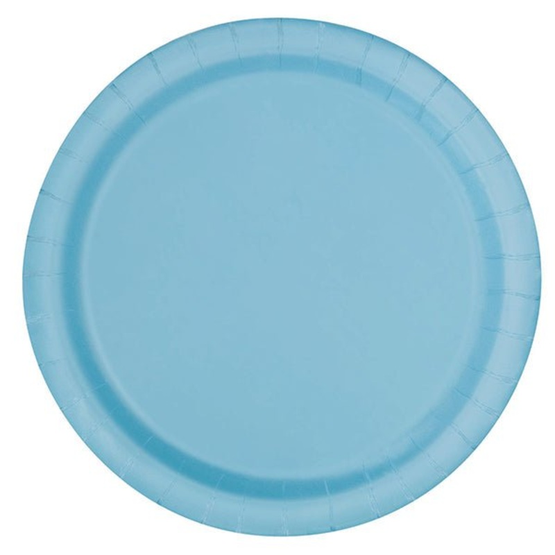16pk Powder Blue Paper Plates - 23cm
