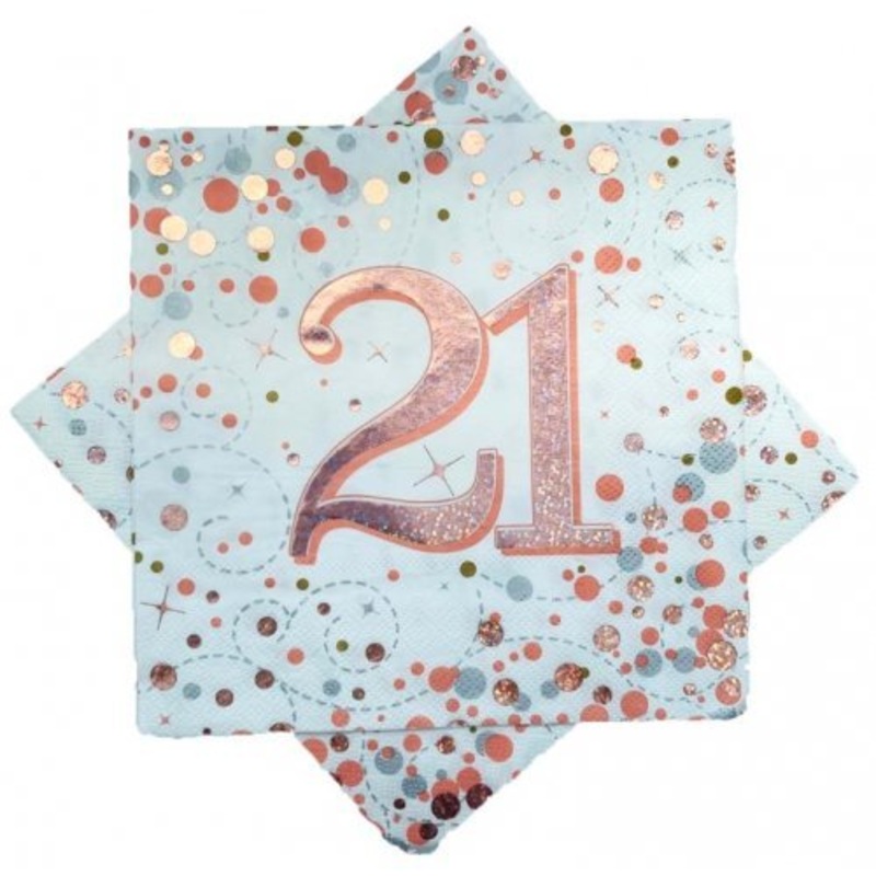 16pk Sparkling Fizz Rose Gold Luncheon Napkins - 21st