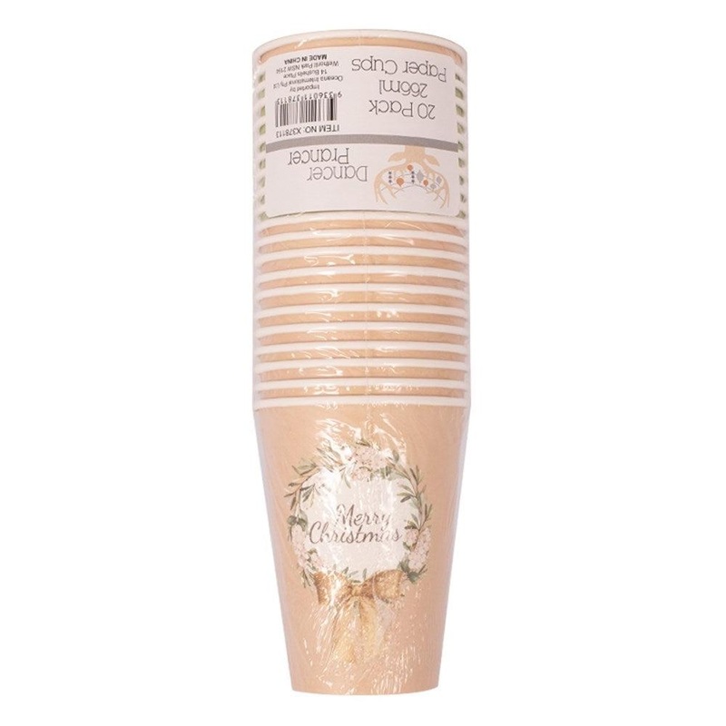 20pk Christmas Gilded Wreath Paper Cups