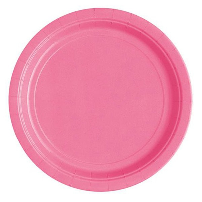 20pk Hot Pink Paper Plates - 18cm