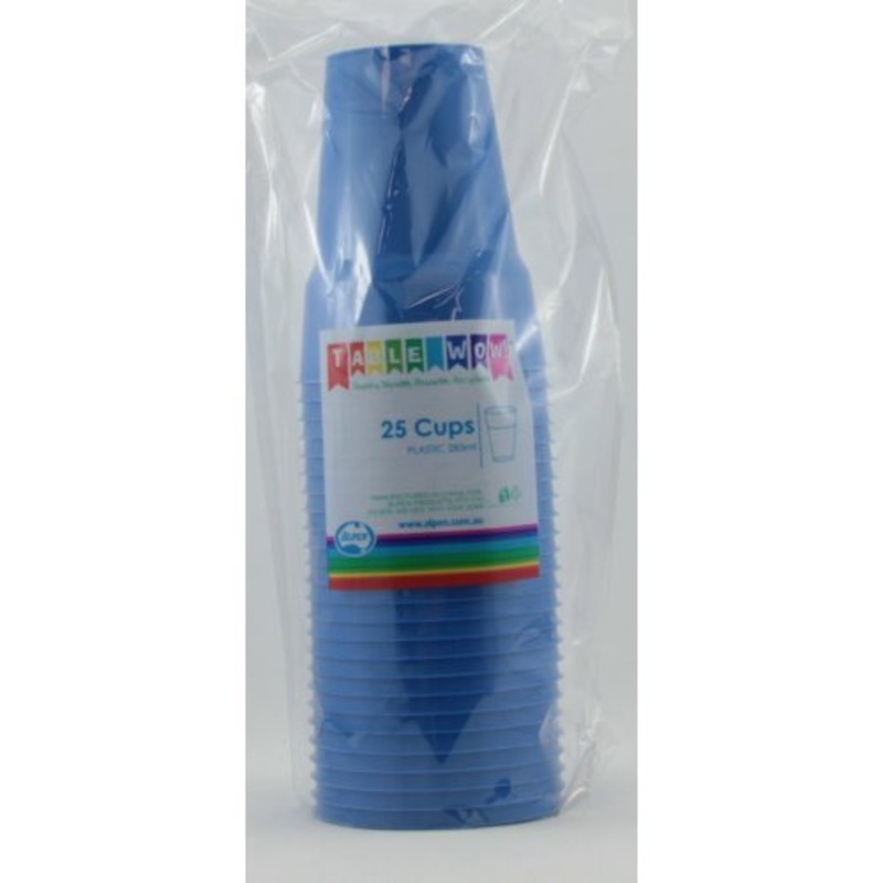 20pk Reusable Plastic Cups 285ml - Royal Blue