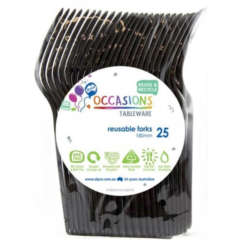 20pk Reusable Plastic Fork - Black