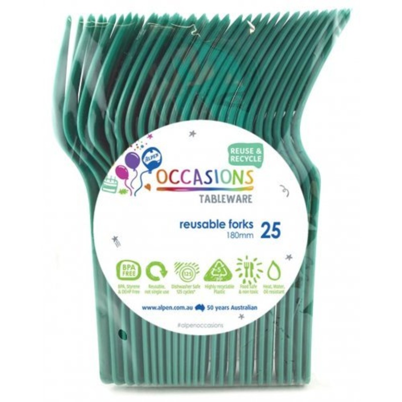 20pk Reusable Plastic Fork - Green